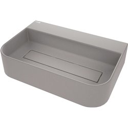 Deante Arnika Lavatório de granito, de bancada, com prateleira para torneira - com placa de cobertura CQA_SU6S 605 x 405 mm cinz