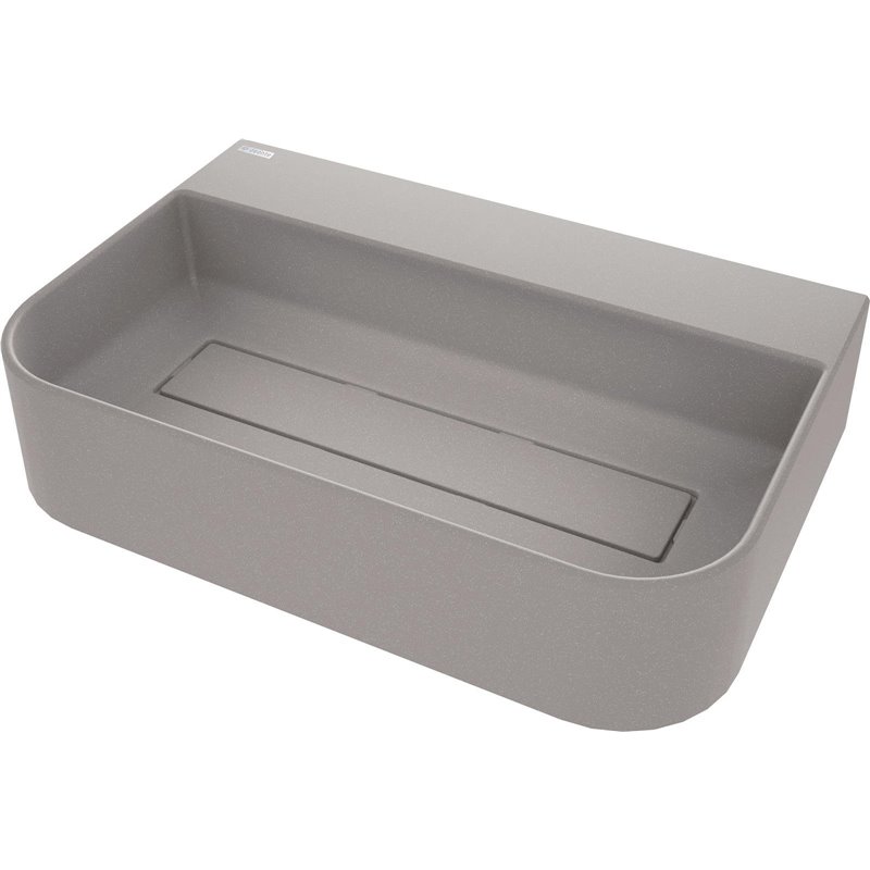 Deante Arnika Lavabo de granito, de encimera, con repisa para grifo - con placa de cubierta CQA_SU6S 605 x 405 mm gris metálico
