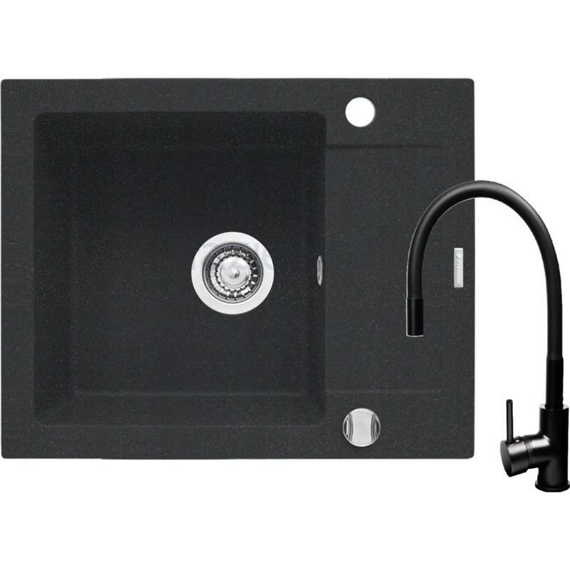 Lavabo Mido Negro + Grifo Flessi Negro