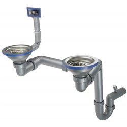 Siphon pour évier en acier à 1,5 et 2 bacs