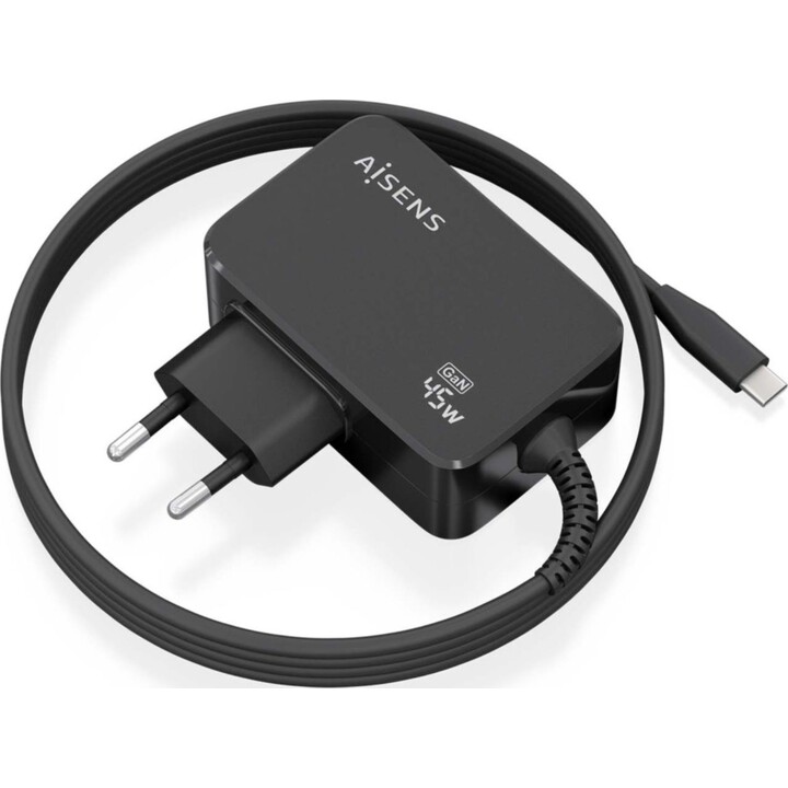 Aisens Gan Wandladegerät ASCH-1PD45WL032-BK/ 1xUSB Typ-C + Kabel 1,8 m/ 45 W