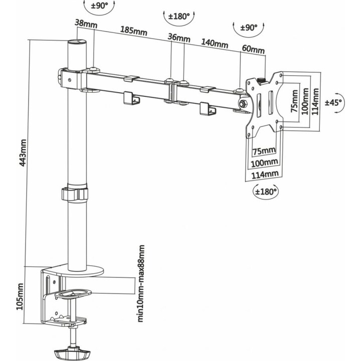 AISENS DT32TSR-039 Flachbildschirm-Tischhalterung 81,3 cm (32") Tisch/Bank Schwarz