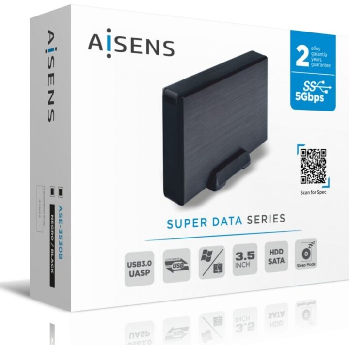 AISENS ASE-3530B storage drive enclosure HDD enclosure Black 3.5"