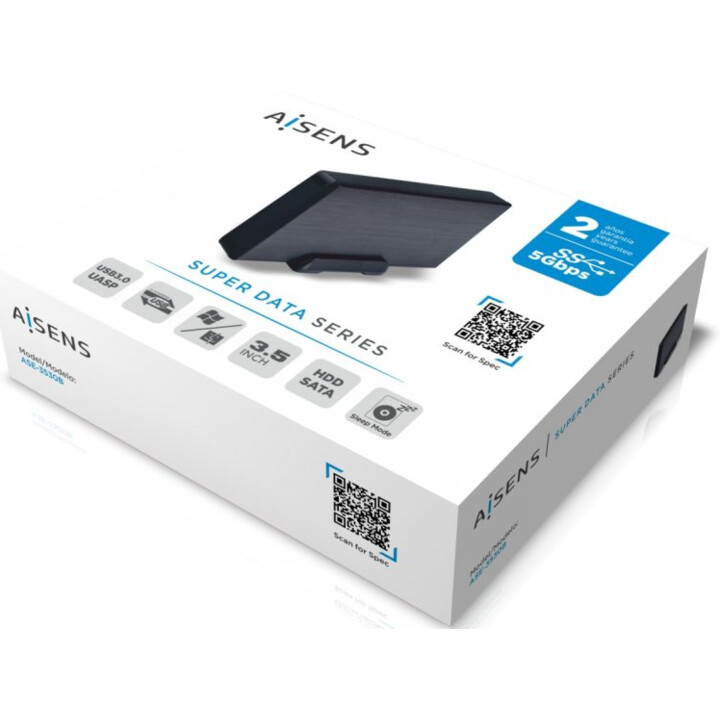Aisens ASE-3530B, Caja externa 3,5″ para discos duros SATA I, II y III a USB 3.0/USB3.1 GEN1, negra