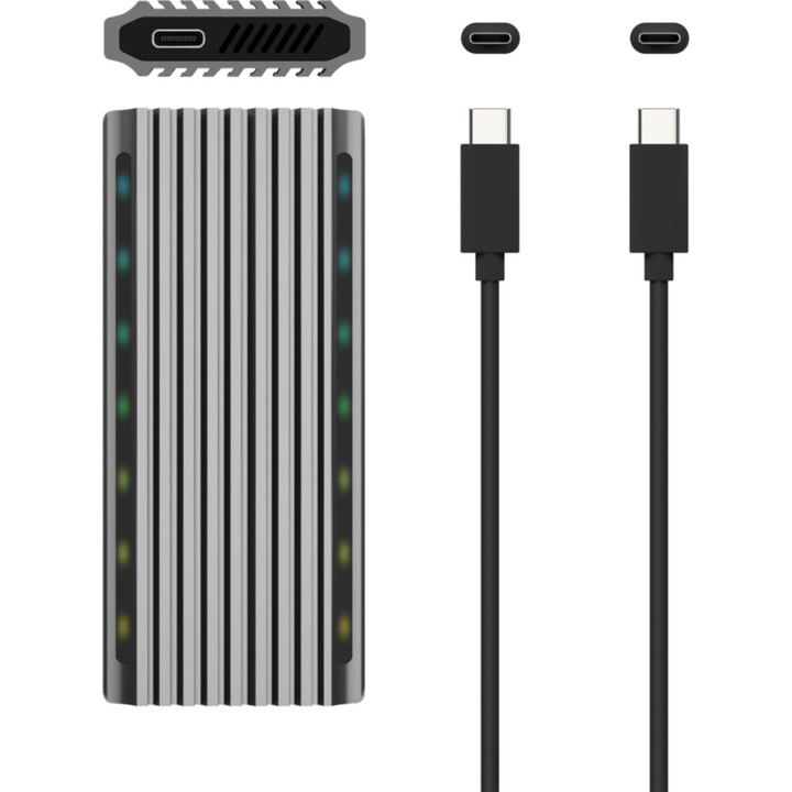 Externes GehäusefürSSD M.2 SATA/NVMe Aisens ASM2-RGB011GR/ USB 3.2 Gen2/ Ohne Schrauben
