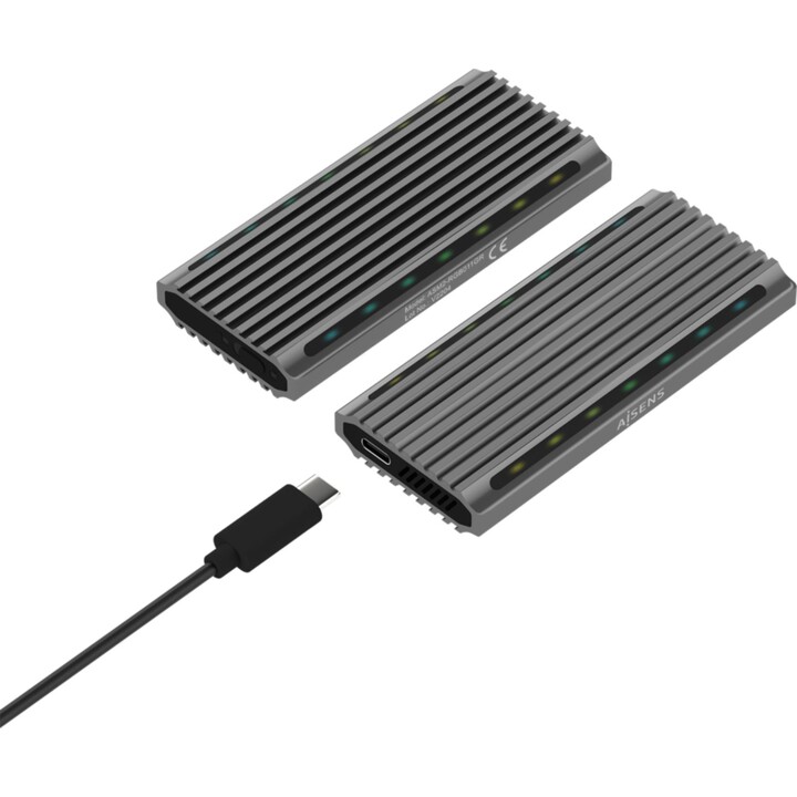 Externes GehäusefürSSD M.2 SATA/NVMe Aisens ASM2-RGB011GR/ USB 3.2 Gen2/ Ohne Schrauben