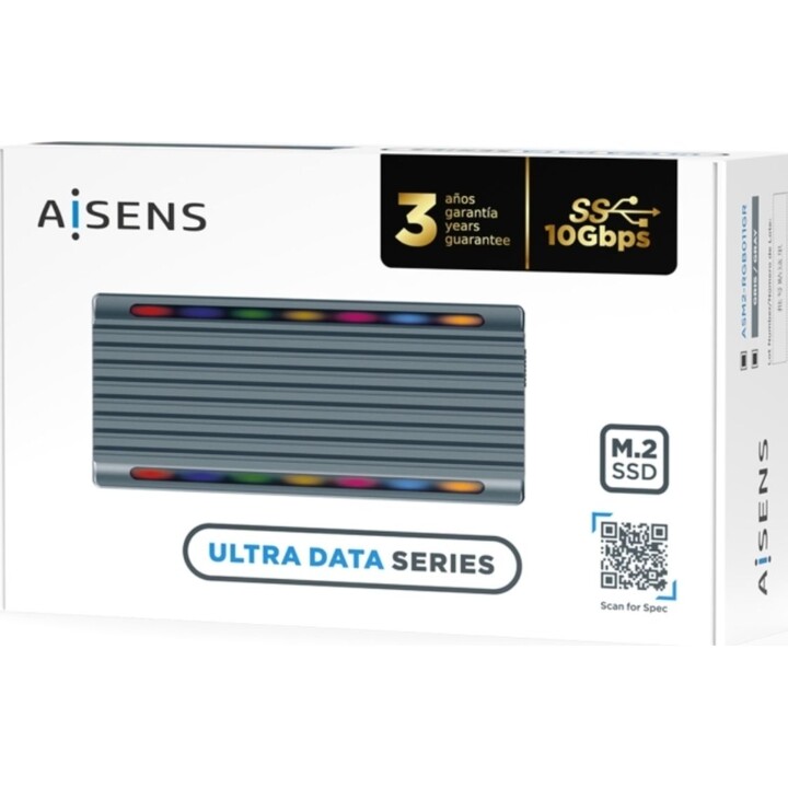 External Enclosure for SSD M.2 SATA/NVMe Aisens ASM2-RGB011GR/ USB 3.2 Gen2/ Without Screws