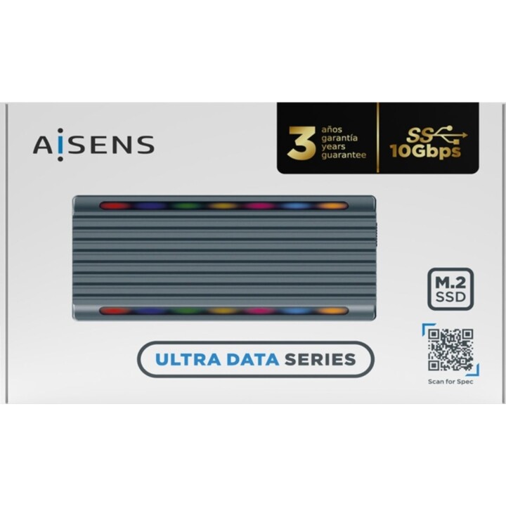 Externes GehäusefürSSD M.2 SATA/NVMe Aisens ASM2-RGB011GR/ USB 3.2 Gen2/ Ohne Schrauben