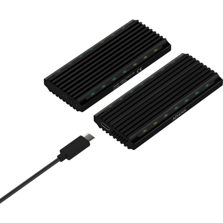 Externes GehäusefürSSD M.2 SATA/NVMe Aisens ASM2-RGB012B/ USB 3.2/ Ohne Schrauben