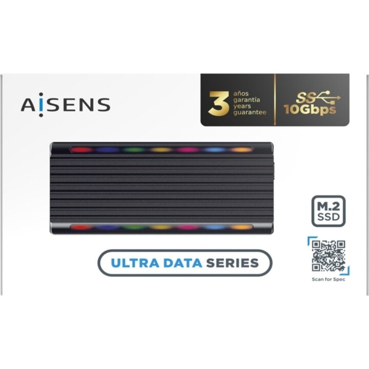 Externes GehäusefürSSD M.2 SATA/NVMe Aisens ASM2-RGB012B/ USB 3.2/ Ohne Schrauben