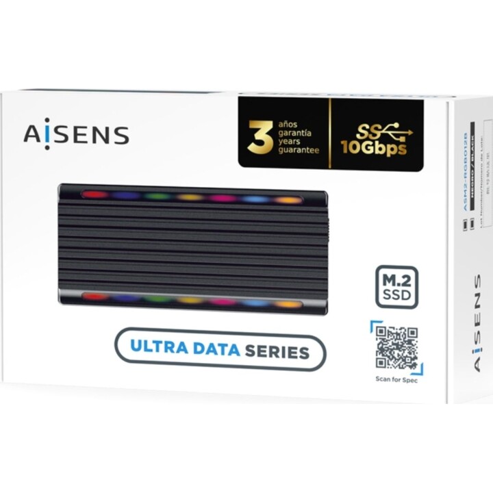 Externes GehäusefürSSD M.2 SATA/NVMe Aisens ASM2-RGB012B/ USB 3.2/ Ohne Schrauben