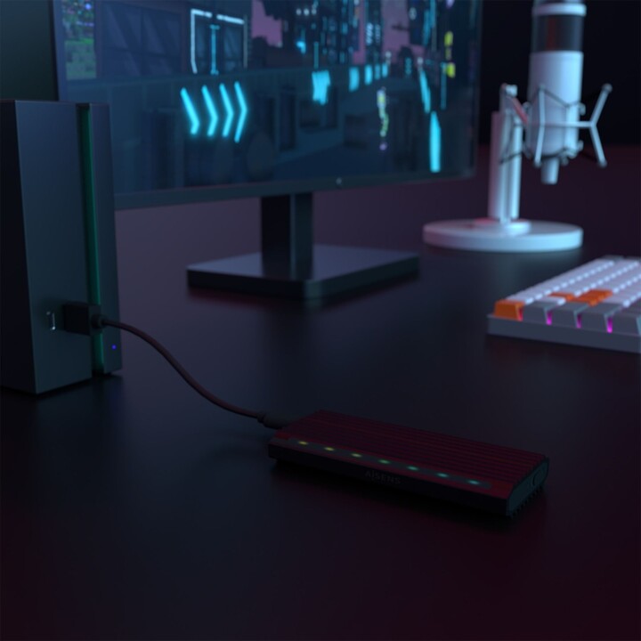 Externes GehäusefürSSD M.2 SATA/NVMe Aisens ASM2-RGB012B/ USB 3.2/ Ohne Schrauben
