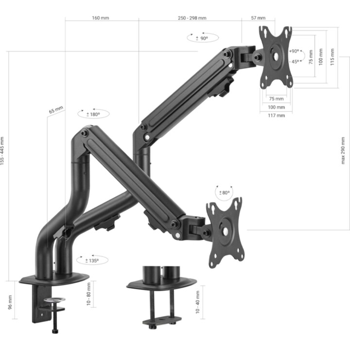 Unterstützungfür2 Monitore oder TV Aisens DT32TSR-141/ bis zu 8 kg