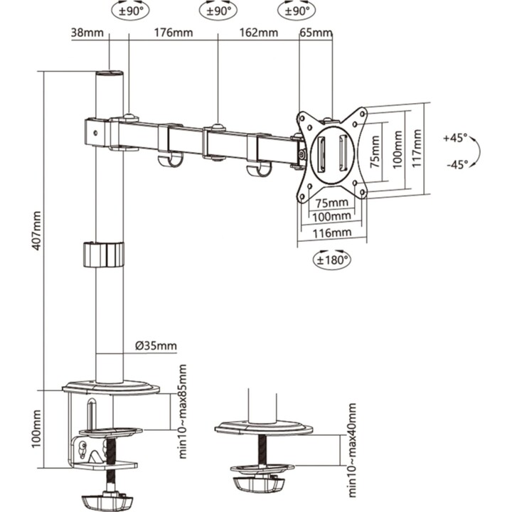 UnterstützungfürMonitor und TV Aisens DT32TSR-147/ bis zu 9 kg