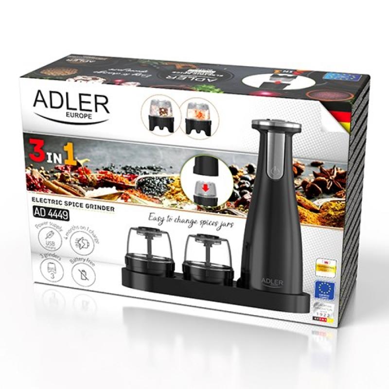 Juego de molinillo de especias Adler AD 4449B Negro