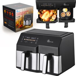 Fritadeira de ar doméstico Extralink Sj-1000 10L EU | Freidora de Aire | (6l+4l) 2500w