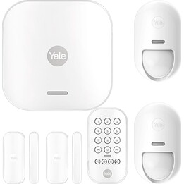 Yale Smart Alarm Starter Kit 7-teilig – Steuereinheit, Tastatur, Fernbedienung, 2x Bewegungssensoren, 2x Fenster-/Türsensoren
