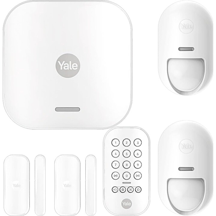 Yale Smart Alarm Starter Kit 7 Pieces - Control Unit, Keypad, Remote Control, 2x Motion Sensors, 2x Window/Door Sensors