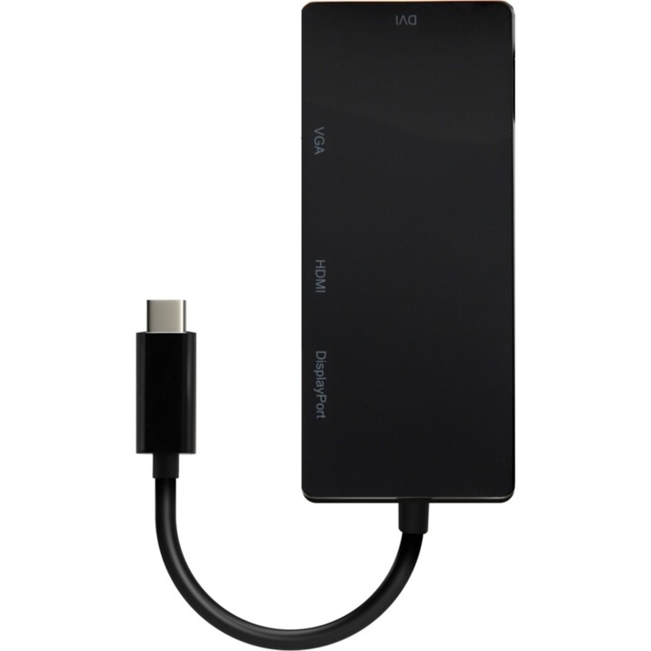 AISENS USB-C to DP/DVI/HDMI/VGA Converter, USB-C/M-DP/H-DVI/H-HDMI/H-Vga/H, Black, 15cm