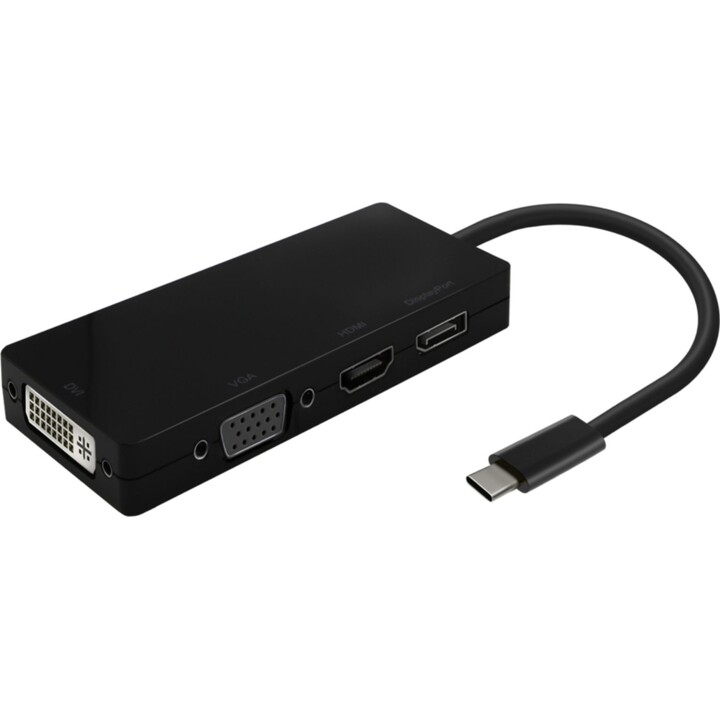 AISENS USB-C to DP/DVI/HDMI/VGA Converter, USB-C/M-DP/H-DVI/H-HDMI/H-Vga/H, Black, 15cm