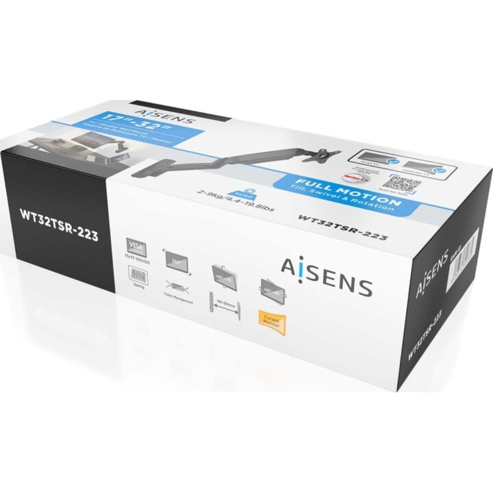 Aisens WT32TSR-223 Soporte pro contrapeso giratorio e inclinable para monitor 9kg, negro