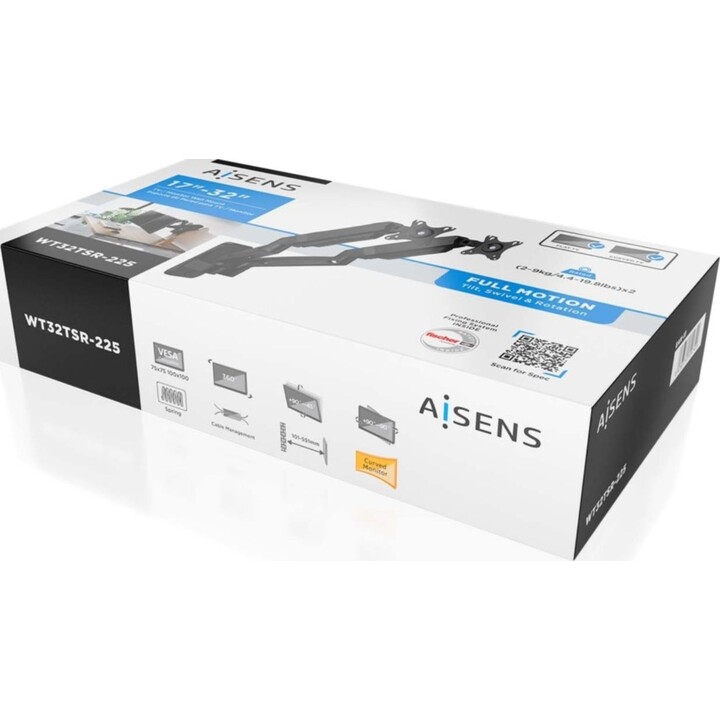 Aisens WT32TSR-225 Soporte PRO Contrapeso Giratorio e inclinable para monitor 9Kg, negro