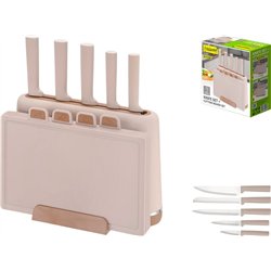 Juego de cuchillos y tabla de cortar Maestro Mr-1412-Beige
