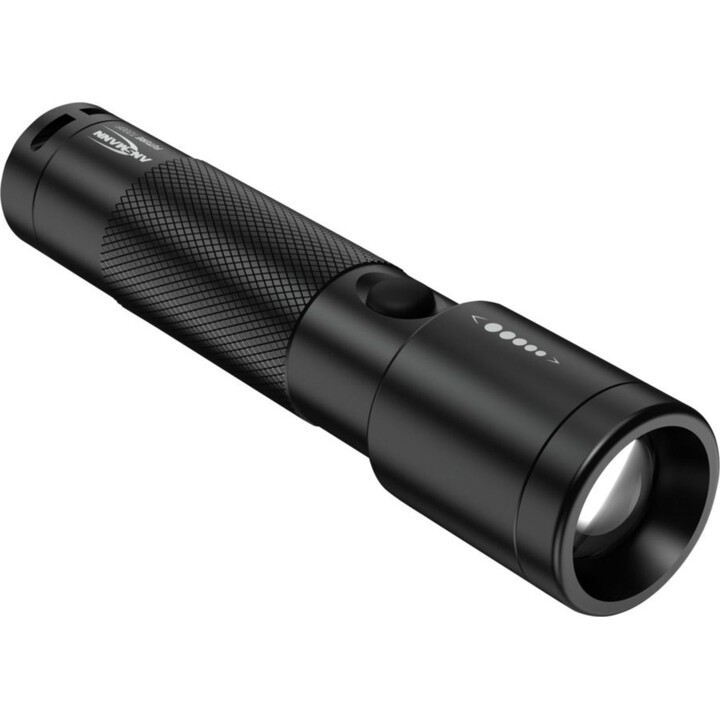 Ansmann Linterna LED Future T200F a batería, IP54, 7.650 Lux, 3 W, Negra