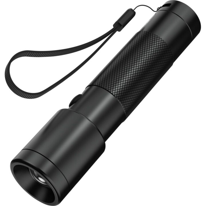 Ansmann Linterna LED Future T200F a batería, IP54, 7.650 Lux, 3 W, Negra