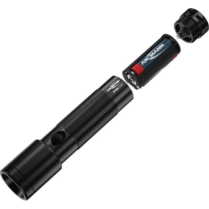 Ansmann Linterna LED Future T200F a batería, IP54, 7.650 Lux, 3 W, Negra