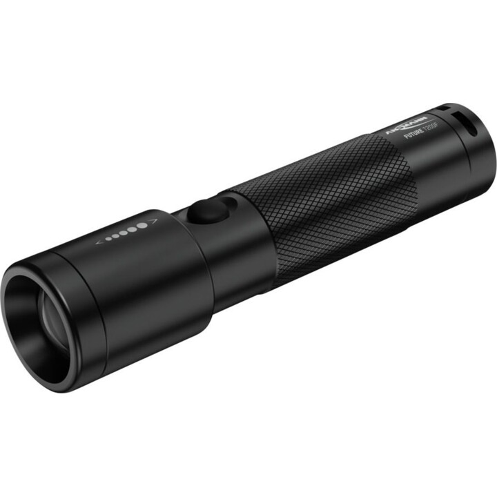 Ansmann Linterna LED Future T200F a batería, IP54, 7.650 Lux, 3 W, Negra