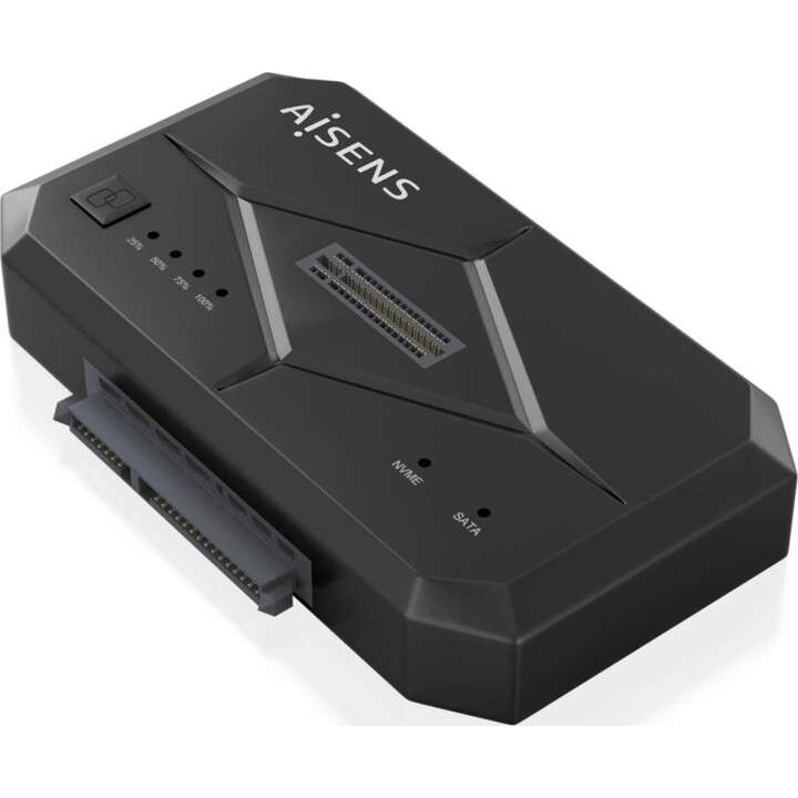Aisens ASDS-M2SATA04B Estación de acoplamiento SATA 2.5/3.5, M.2 NVMe a USB 3.0/3.1 gen1, negro