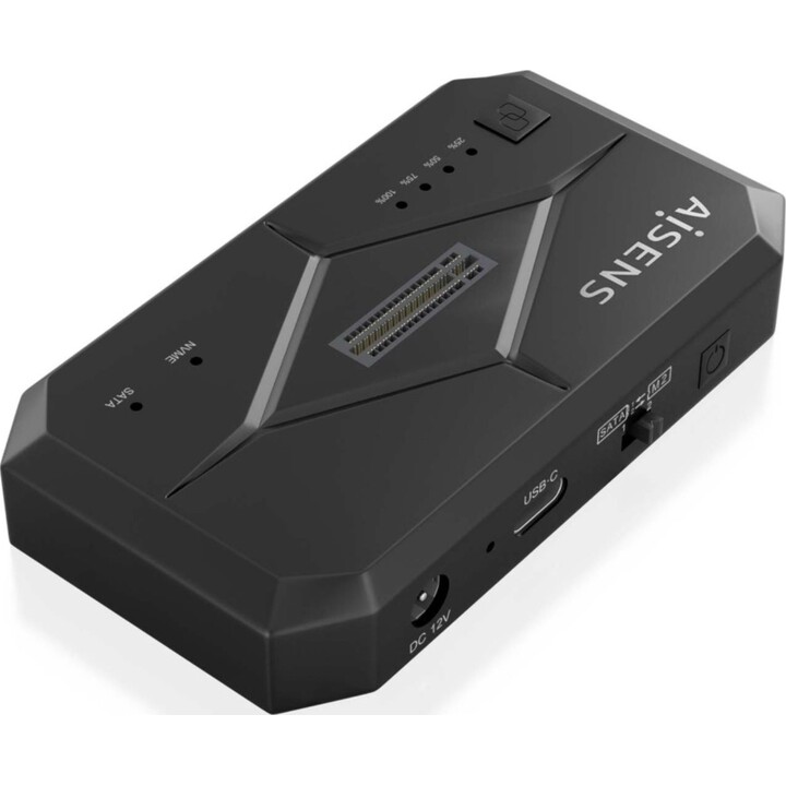 Aisens ASDS-M2SATA04B Estación de acoplamiento SATA 2.5/3.5, M.2 NVMe a USB 3.0/3.1 gen1, negro