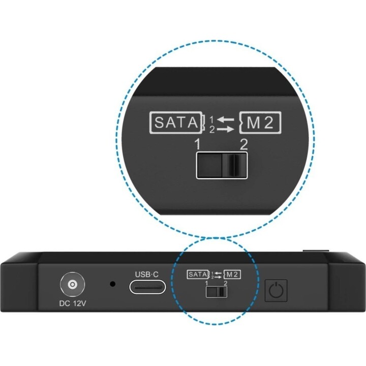 Aisens ASDS-M2SATA04B Estación de acoplamiento SATA 2.5/3.5, M.2 NVMe a USB 3.0/3.1 gen1, negro