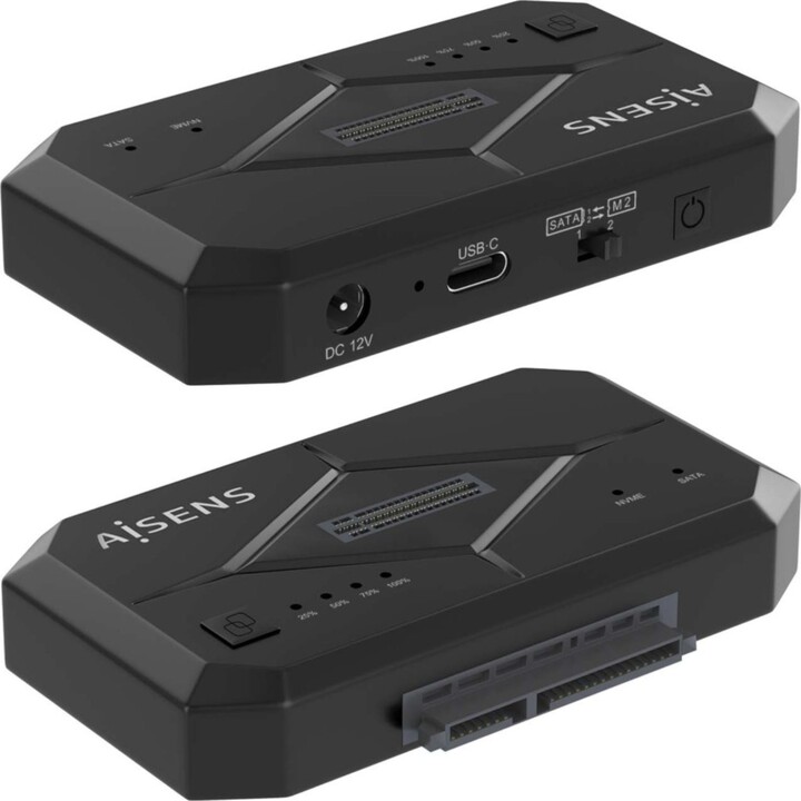 Aisens ASDS-M2SATA04B Estación de acoplamiento SATA 2.5/3.5, M.2 NVMe a USB 3.0/3.1 gen1, negro