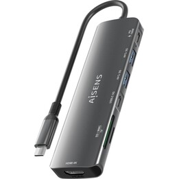 Aisens ASUC-7P026-GR conversor USB-C a 1xHDMI, 2xUSB-A, 1xUSB-C, 1xUSB-C PD, 100w