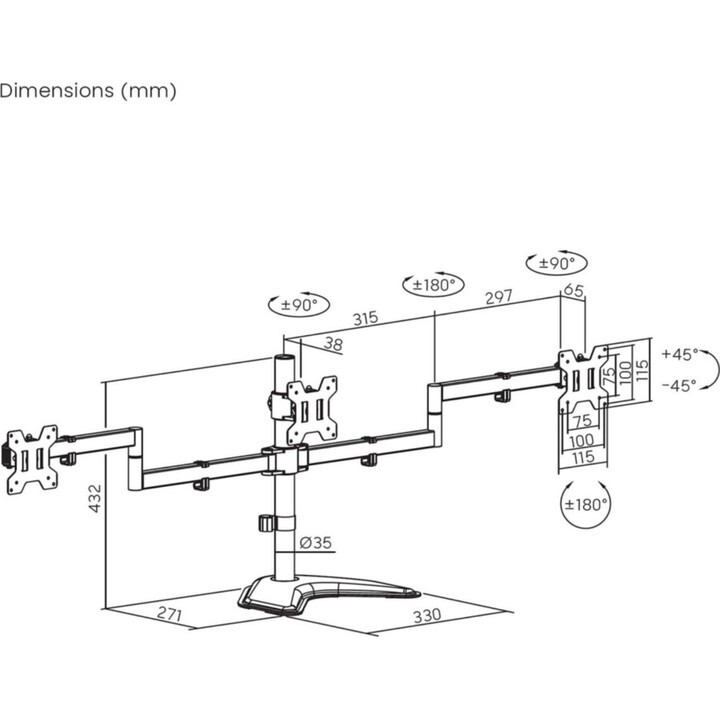 Unterstützung für 3 Aisens DT27TSR-287 Monitore / bis zu 10 kg
