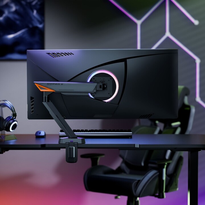 Aisens DT49TSRRGB-347, Soporte de mesa RGB gaming contrapeso giratorio e inclinable para Monitor/Tv 16Kg