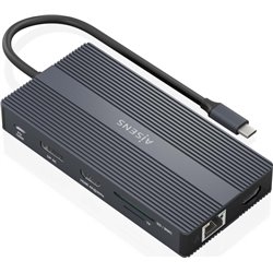 Docking-USB Typ-C Aisens ASUC-12P017-GR/ 2xHDMI/ 4xUSB/ 1xUSB Typ-C/ 1xRJ45/ 1xDisplayPort/ 1xKartenleser/ 1xUSB Typ-C PD/ Grau