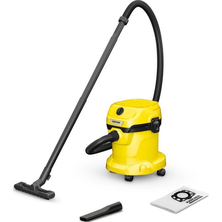 Aspiradora|KARCHER|Aspiradora en seco y húmedo WD 2 Plus V-15/4/18|Limpieza de coches|1000 vatios|Potencia de succión 220 W|Capa