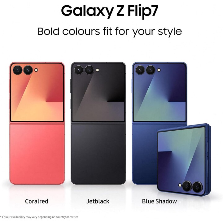 Samsung Galaxy Z Flip7 5G, 12GB 512GB, AI Phone, Large Cover Screen, 50MP Camera, 4300mAh, Jet Black