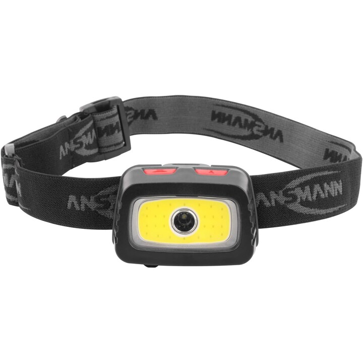 Lanterna de cabeça LED Ansmann HD200B preta e cinza