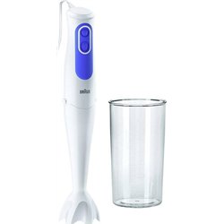 Enviar Braun Mixeur plongeant domestique, 2 vitesses, pare-éclaboussures, blanc et bleu, 700 W