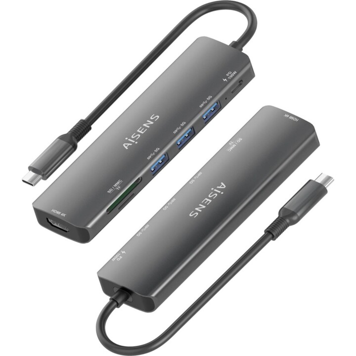ocking USB Type-C Aisens ASUC-7P025-GR/ 1xHDMI/ 3xUSB/ 1xUSB Type-C PD/ 1xCard Reader/ Gray