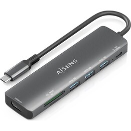 ocking USB Type-C Aisens ASUC-7P025-GR/ 1xHDMI/ 3xUSB/ 1xUSB Type-C PD/ 1xCard Reader/ Gray