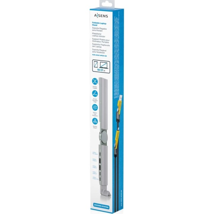 Tischständer - Docking USB Typ-C Aisens ASUC-4P021-GR/ 2xUSB/ 1xUSB Typ-C/ 1xUSB Typ-C PD/ Grau