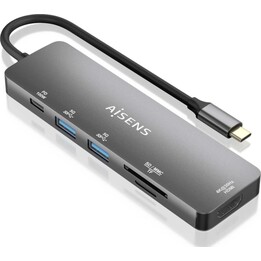 ocking USB Type-C Aisens ASUC-6P016-GR/ 1xHDMI/ 2xUSB/ 1xCard Reader/ 1xUSB Type-C PD/ Gray