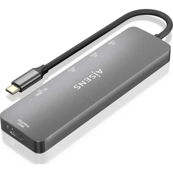 ocking USB Tipo-C Aisens ASUC-6P016-GR/ 1xHDMI/ 2xUSB/ 1xCard Reader/ 1xUSB Tipo-C PD/ Cinza