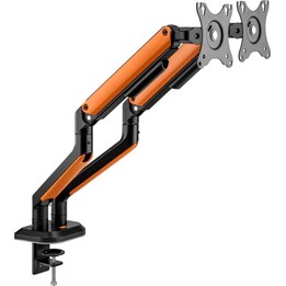 Aisens DT32TSR-251, Soporte de mesa RGB gaming giratorio e inclinable para monitor/TV, negro-naranja 