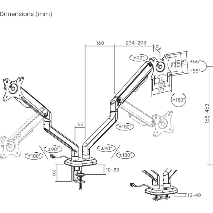 Gaming Support for 2 Monitors and TV Aisens DT32TSR-251/ up to 9kg